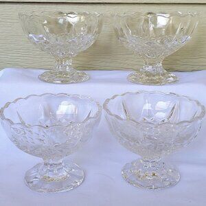 4 Cristal d'Arques Longchamp Footed Bowls Fruit Dessert Scalloped Rims